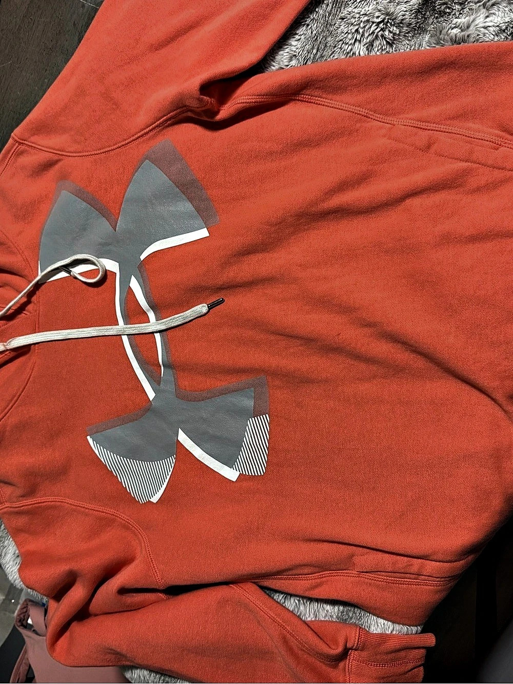Under Armour Men's Hoodie Orange & Gray Size Large